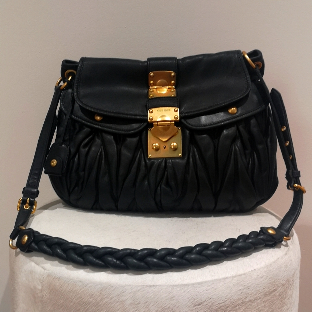 Miu Miu Matelassé bag in dark green